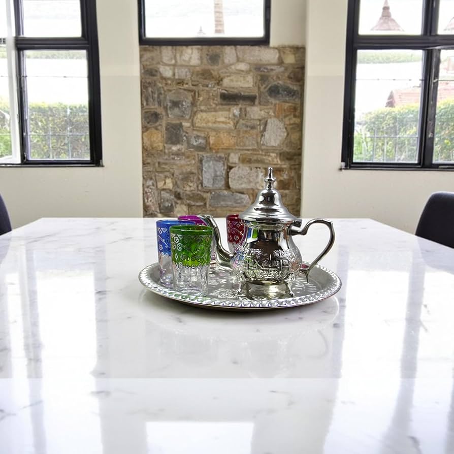 モロッコ　ティーテーブル　シルバー Amazon｜モロッコ製 ハンドメイド 19.5インチ 真鍮製 ティートレイ