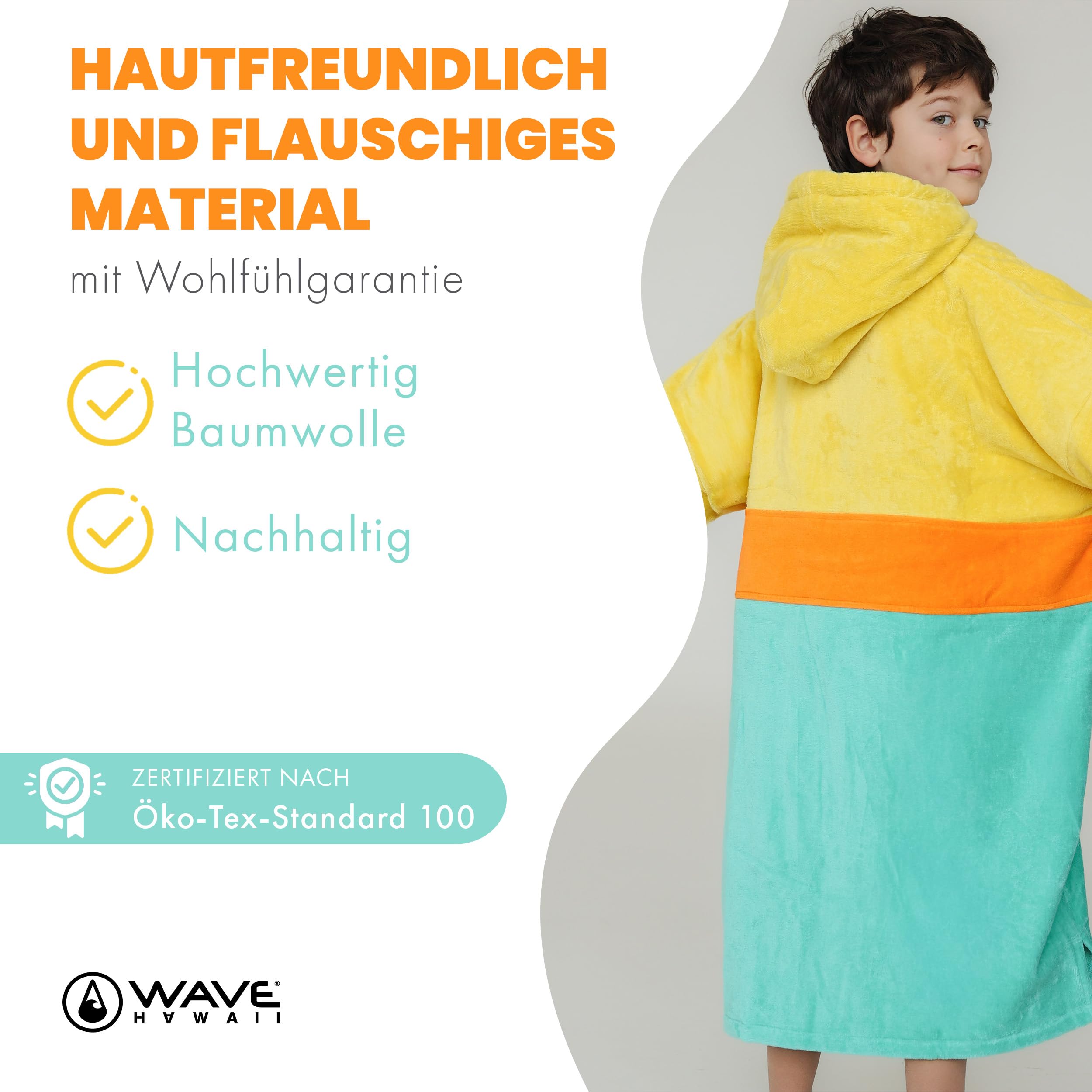 WAVE HAWAII Badeponcho mit lizensierten Minions-Motiv, Größe S, aus natürlicher Baumwolle, Strand & Surf Poncho mit Kapuze – Kuscheliges Handtuch für zu Hause, Freizeitbad