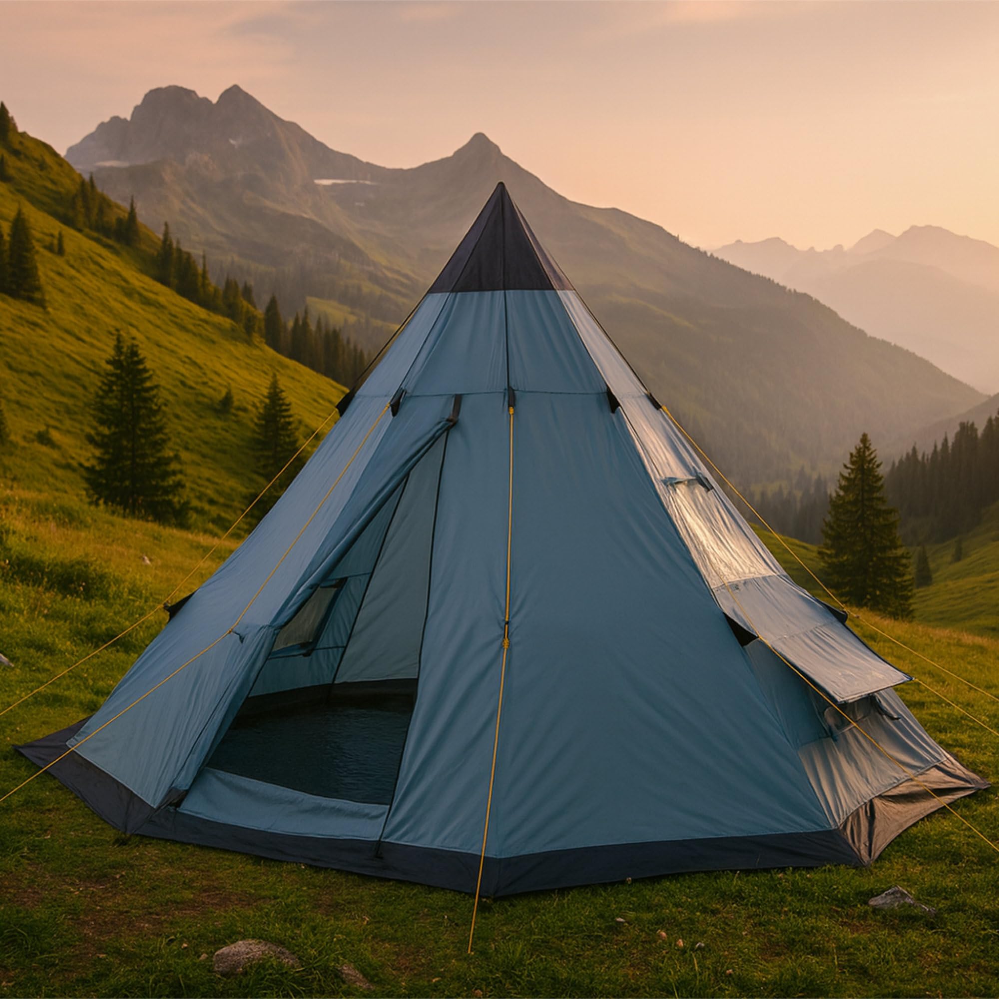 CampFeuer Tipi Tenda Spirit per 4 persone | tenda a colmo | 3.000 mm di colonna d'acqua | tenda indiana per campeggio, escursionismo | tenda a piramide