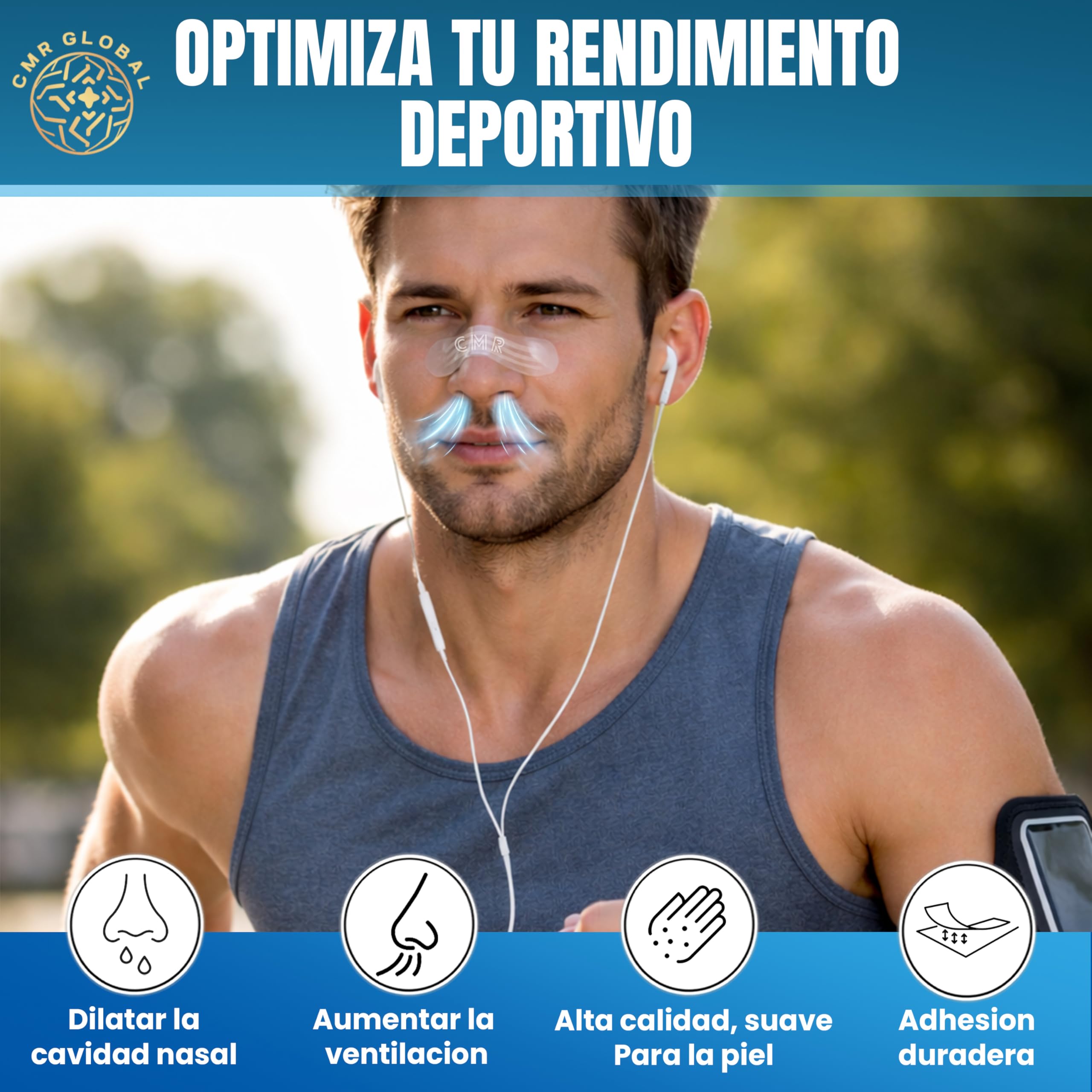 PACK PREMIUM 60 Tiras Nasales Deportivas. Tiras Nasales Antironquidos para Dormir Transparentes. Alivia la Congestión Nasal Para una Mejor Respiración. Nasal Strips Para Reducir Ronquidos Tiras Nariz