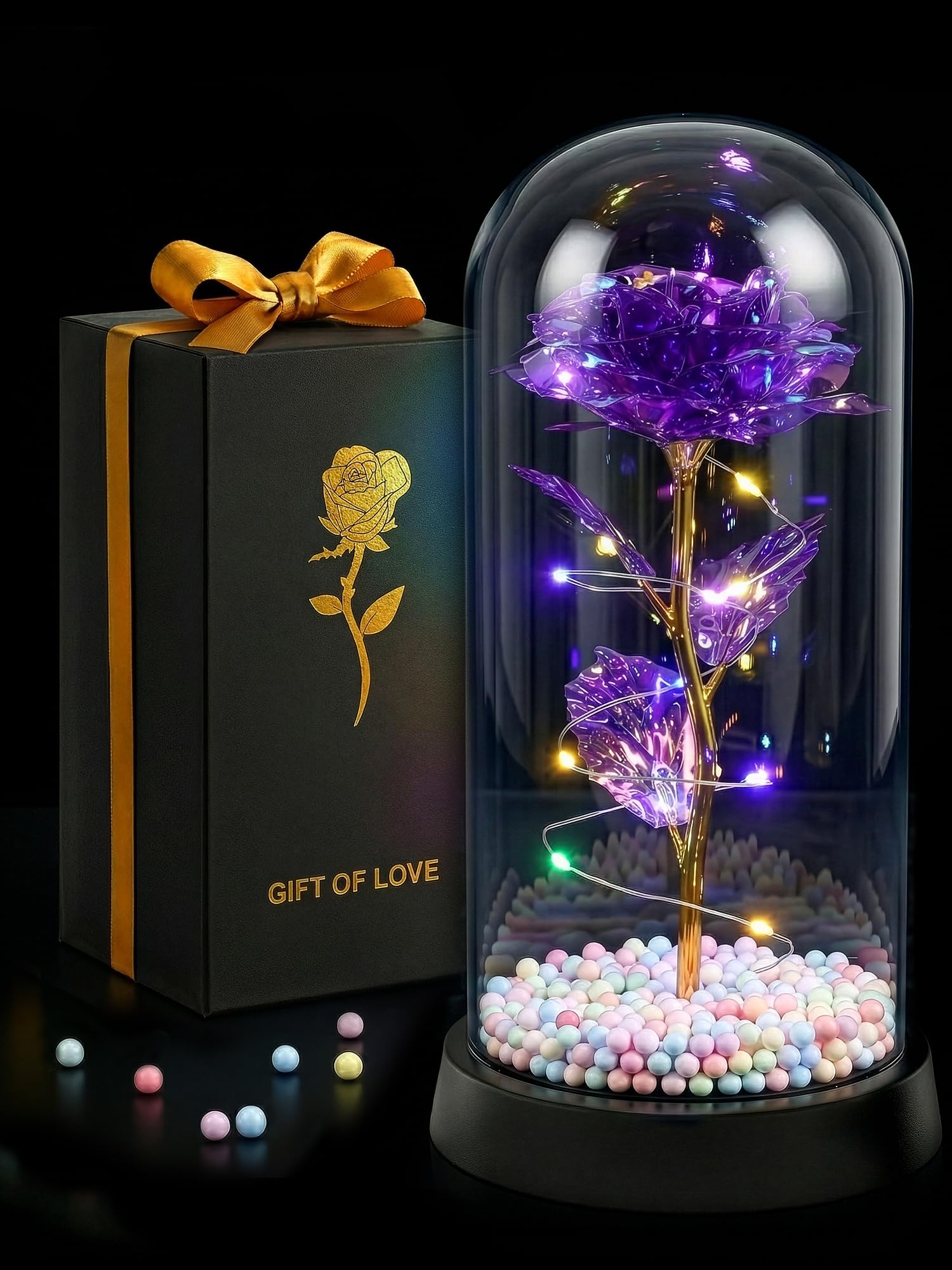 Cadeau d'anniversaire pour femme : rose éternelle lumineuse KETAR