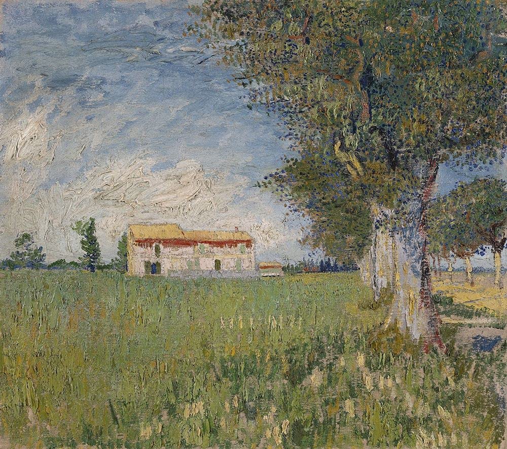 ART-PRINT-on-matte-paper-220gr- Bauernhaus in einem Weizenfeld VanGogh Vincent - Landschaft horizontales Bild niederländischer Künstler Maler Post Impressionist Eindruck fein 86_X_96_in