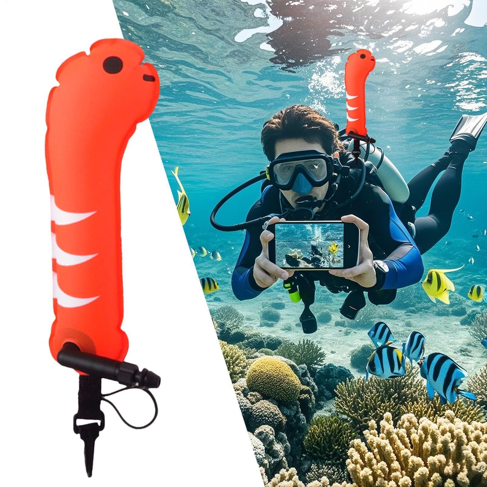 Boa da nuoto, gonfiabile, pieghevole, per la sicurezza in acqua, con disegno di animali in stile cartone animato, con marcatore, per piscina, pesca, snorkeling, pratica subacquea