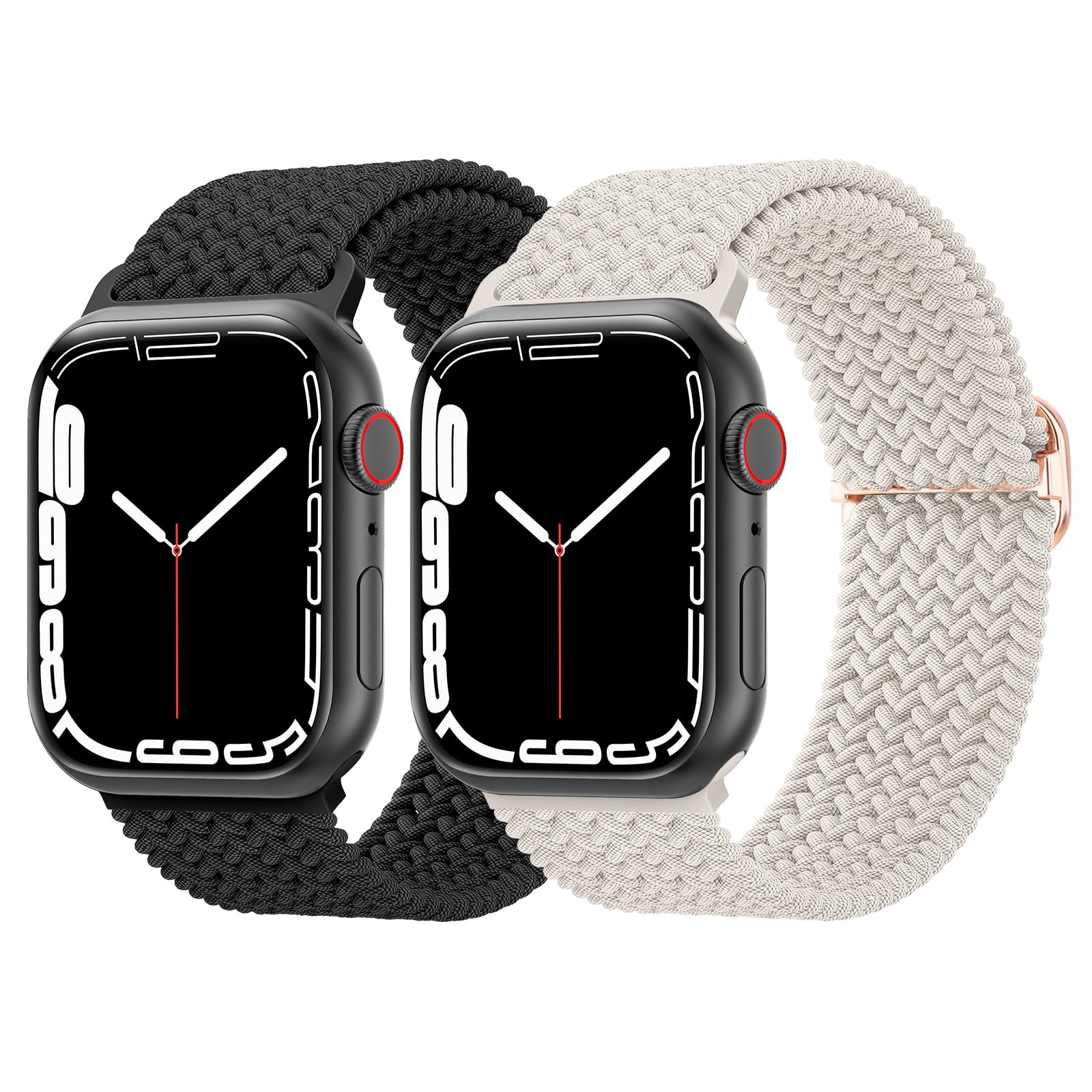 2 Pack Braided Stretchy Straps Compatible with Apple Watch 38mm 40mm 41mm 42mm 44mm 45mm 46mm 49mm, Adjustable Nylon Elastic Solo Loop Watch Band for iWatch Series 11/10/9/8/7/6/5/4/3 SE/Ultra-image-24