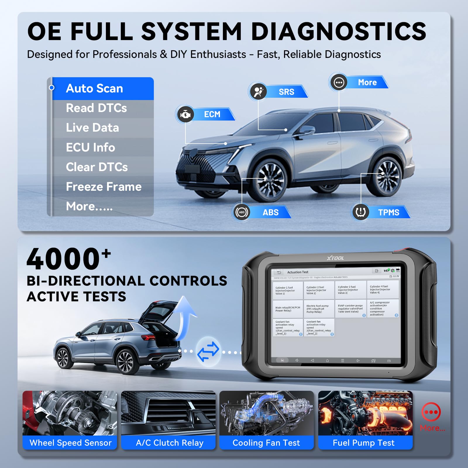 XTOOL Escáner de diagnóstico de Coche D9 de Nivel OE 2023 con actualizaciones de 3 años, mapeo de topología, codificación ECU y PMI, más de 42 reinicios, programación de Teclas, Controles