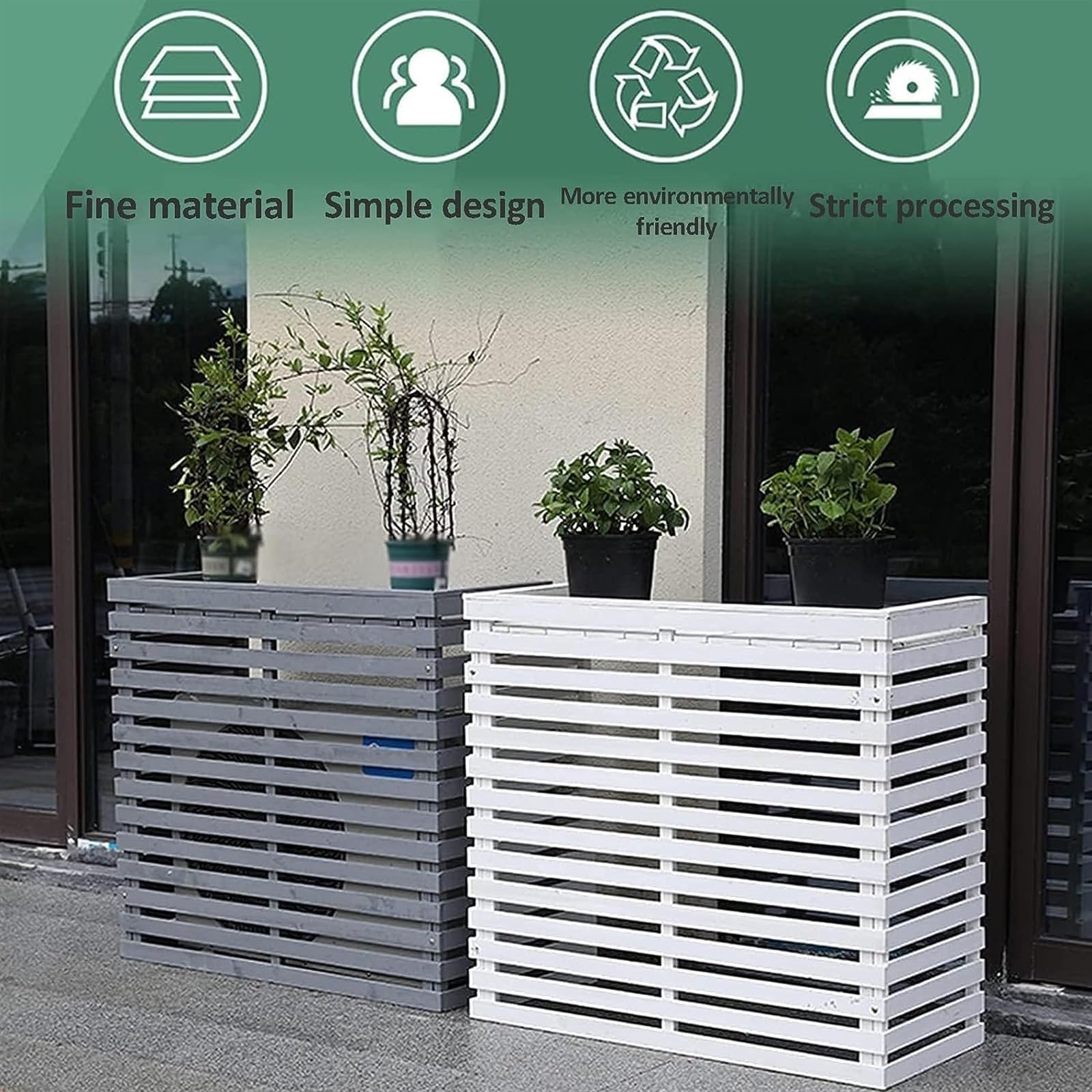 Qventi Airconditioner antraciet ombouw cover louvre basis 130*115*65