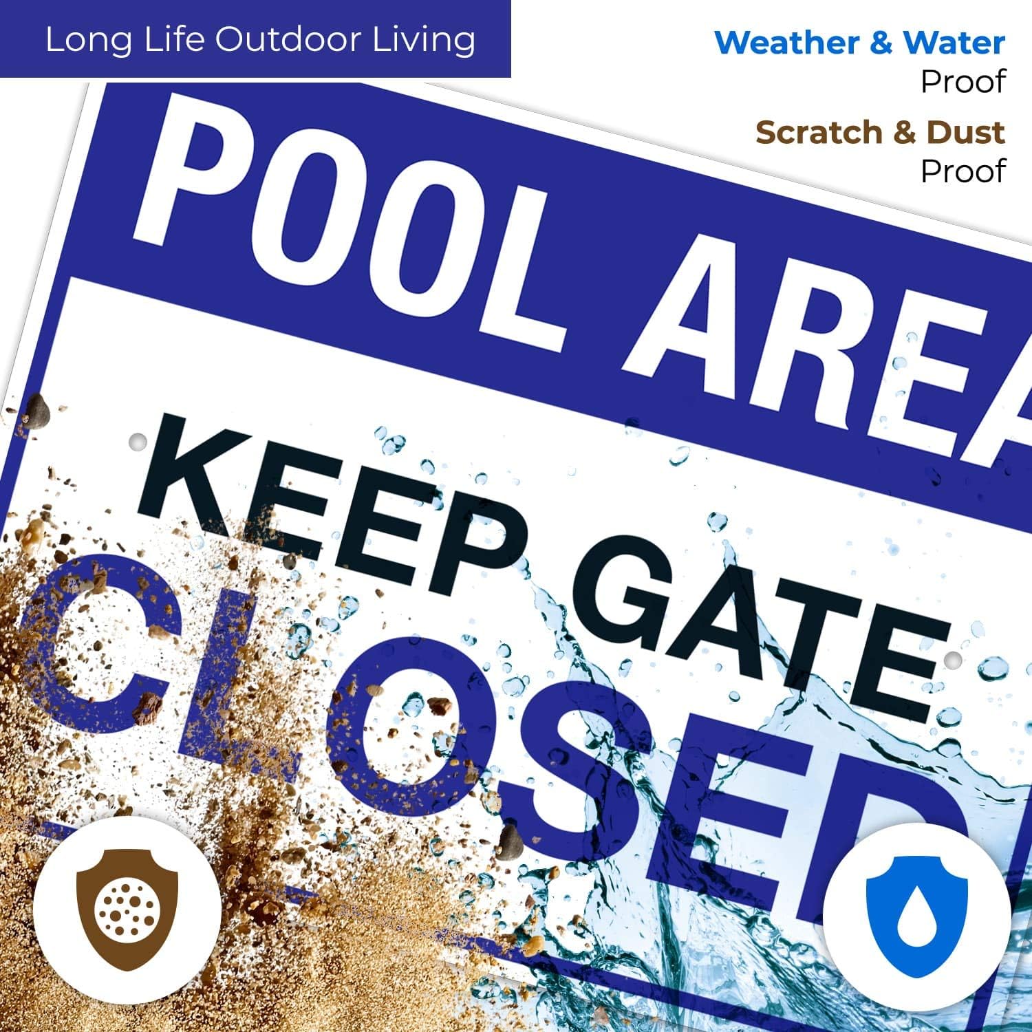 Pool Area Keep Gate Closed Pool Sign, 18x24 Inches, Rust Free .063 Aluminum, Fade Resistant, Easy Mounting, Indoor/Outdoor Use, Made in USA