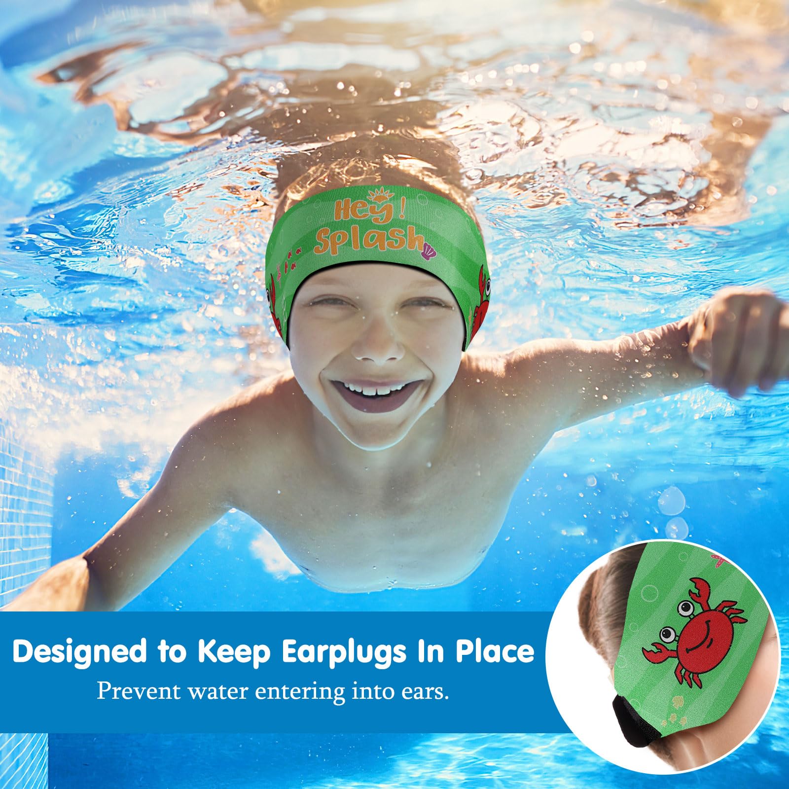 Fascia Paraorecchie Per Nuoto HeySplash - Impermeabile, Regolabile, Taglia M Viola - Foto 3