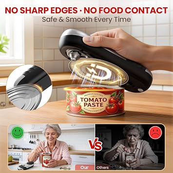 Electric Can Opener One Touch Automatic Can Opener for Seniors, Rechargeable Smooth Edge Can Opener with Magnetic Cover Catch, Food Safe Kitchen Gadget for Arthritis Hands