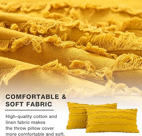 Miniatura 3 de UlikTree Paquete de 2 fundas de almohada de otoño, fundas de almohada de línea para sofá, fundas de almohada cuadradas decorativas, estilo sólido y
