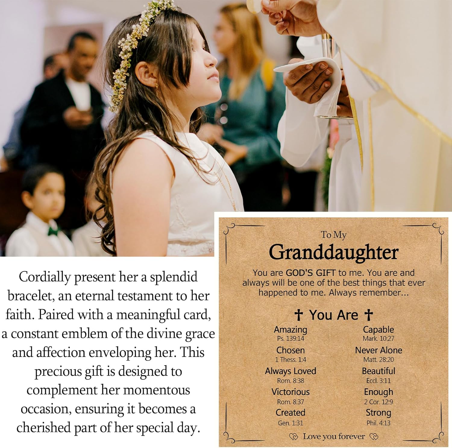 Christian Gifts for Women Girls, Religious Cross Beaded Bracelet, Birthday Christmas Baptism Easter Gift for Daughter Niece Granddaughter Friends Godmother Goddaughter Sister in Christ - Image 2