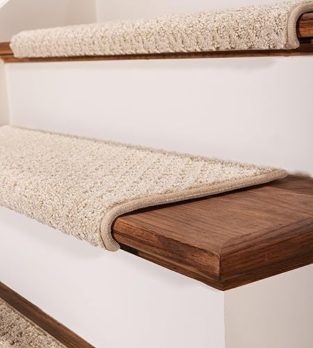 Miniatura 3 de Oak Valley Designs Peldaños de Alfombra con Borde Redondeado Bullnose - Alfombras Antideslizantes para Escaleras Interiores de Madera, Estilo