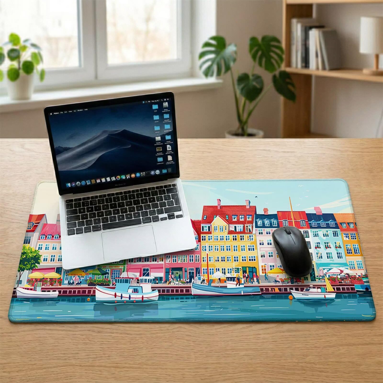 Tappetino Mouse XXL 1200 x 600 x 3 mm, Sottomano Scrivania, Case Grande Tappeto da Tavolo con Base in Gomma Antiscivolo e Bordi Cuciti, Impermeabile, per Ufficio, Computer e Gaming (Fiume) L-x2022
