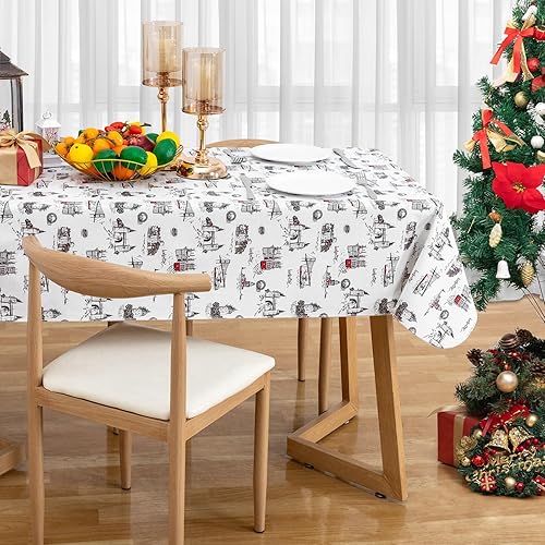 Vista 62 de Mantel rectangular de vinilo de 52 x 70 pulgadas con reverso de franela, mantel para el día de San Valentín, mantel de hule 100% impermeable Azul