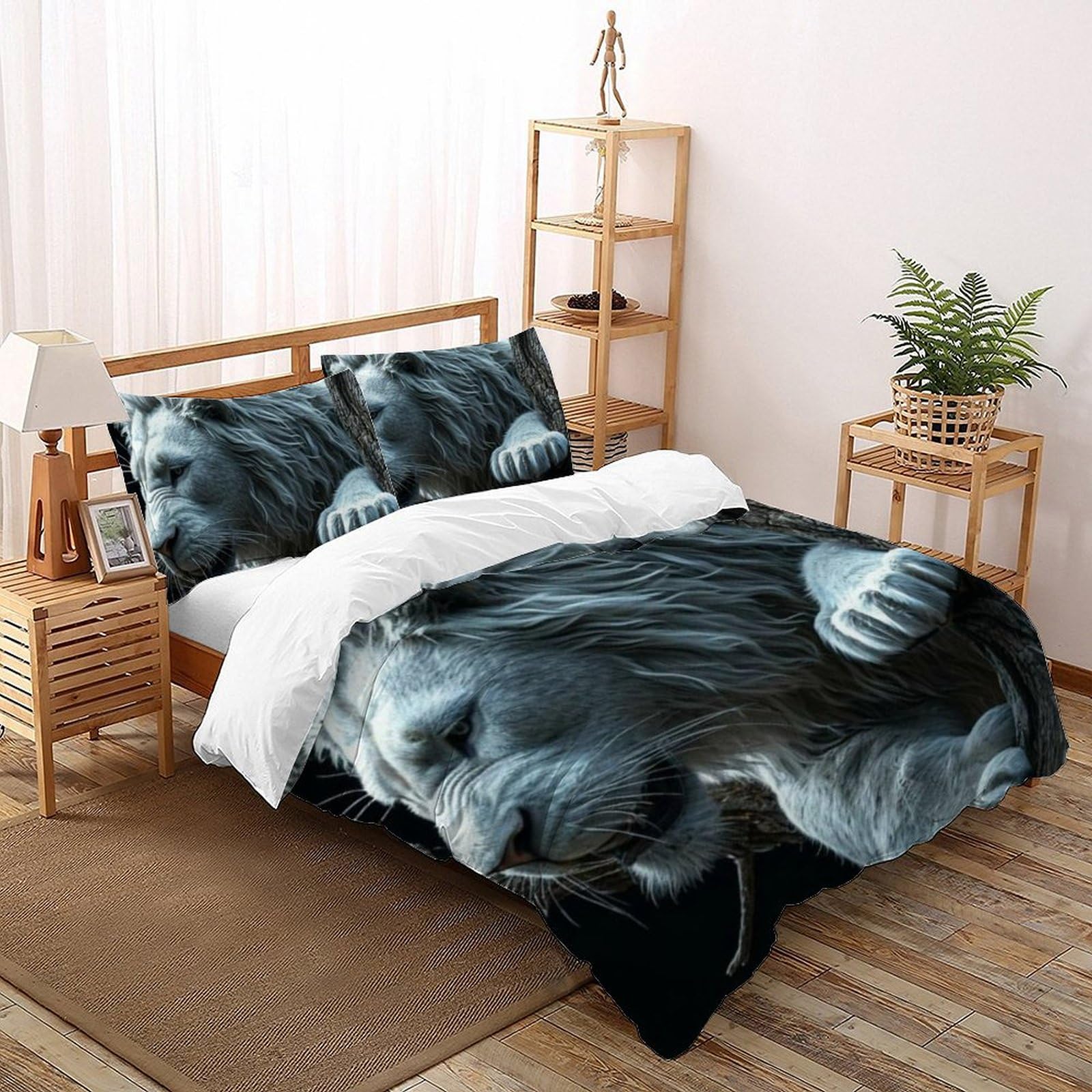 Housse de couette 200x200cm animaux lit double enfants microfibre avec zip