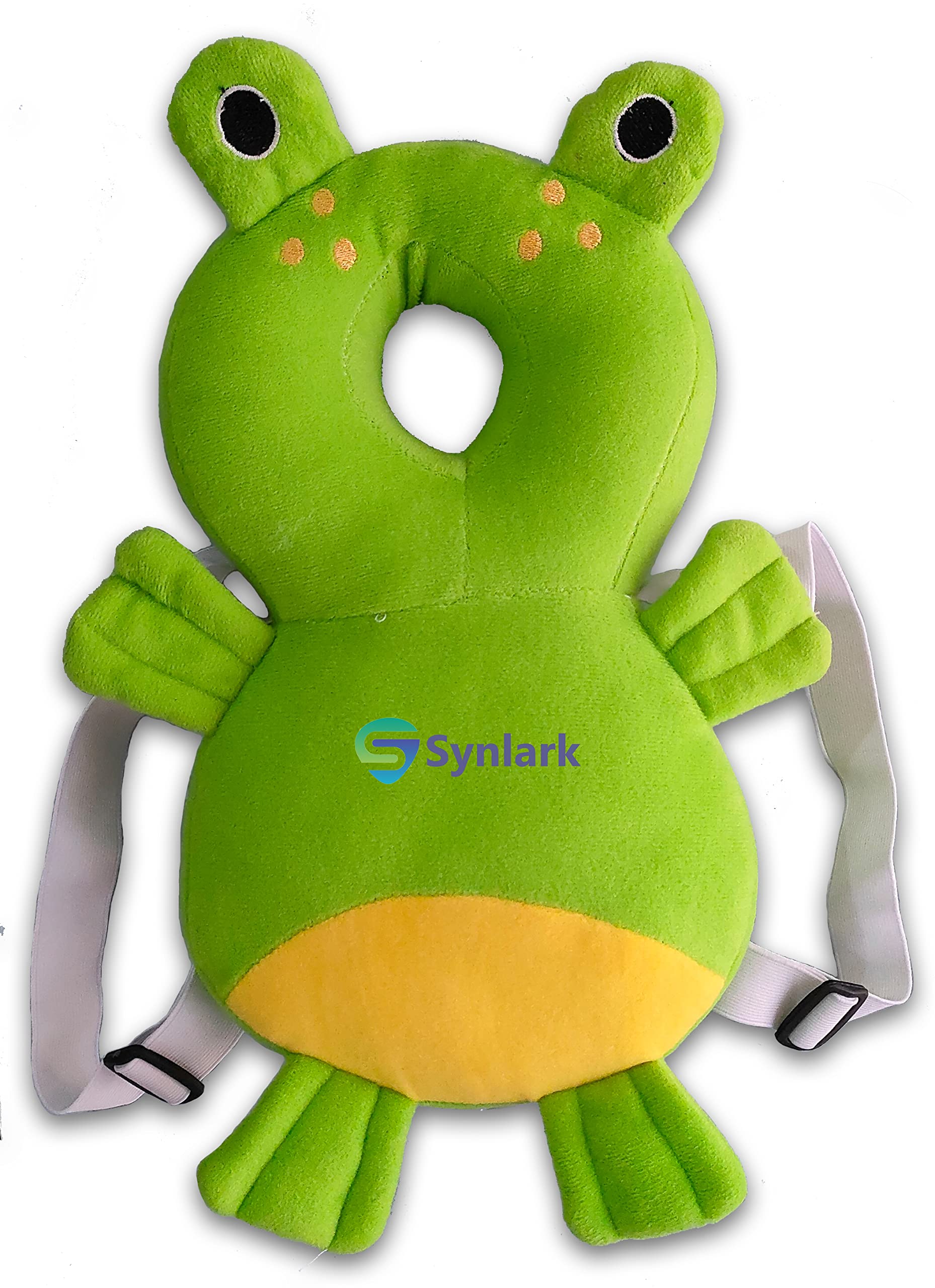 Synlark® Baby Head Protector Cushion Plush Soft Toy Early Learning Toy Fall Protection Helmet Baby Head Protector Child Adjustable Shoulder Strap (Green-Frog)-image-13