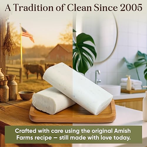 Miniatura 7 de Amish Farms Paquete económico de jabón 8 barras hidratantes fáciles de agarrar (5 onzas cada una, 2.5 libras)  Proceso en frío, fabricado en Estados
