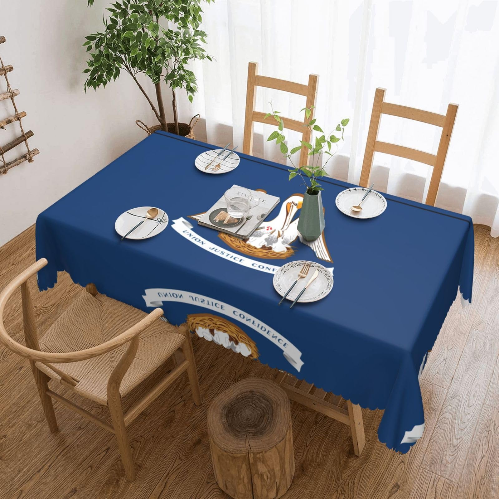 HLBSDM Louisiana State Flag Print Rectangle Washable Tablecloth Decorative Table Cover for Dining Table Buffet Parties