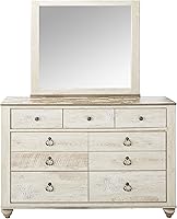 Vista 3 de Roundhill Furniture Imerland - Juego de dormitorio de 5 piezas con acabado lavado blanco contemporáneo