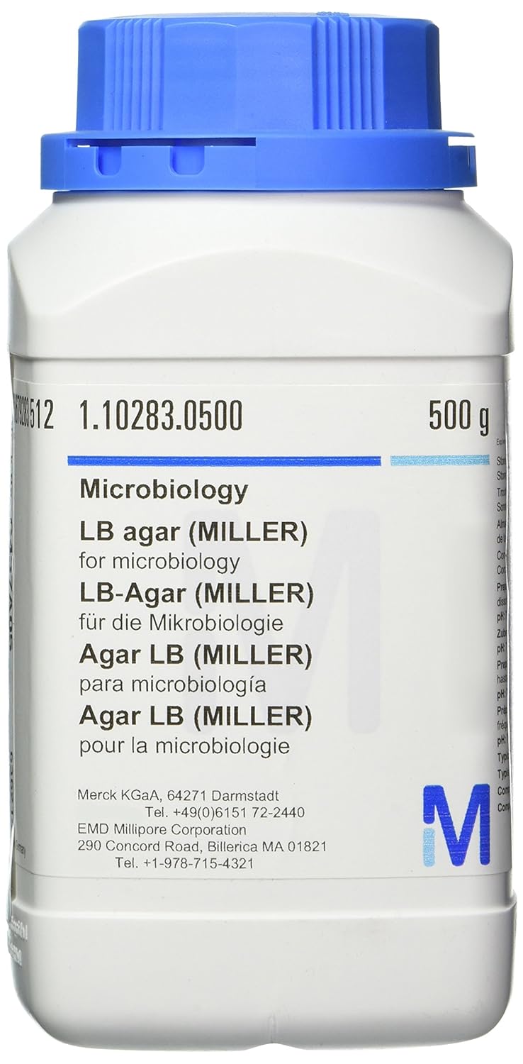 EMD Millipore 1.10283.0500 LB Agar Miller, Granulated, 500g Poly Bottle