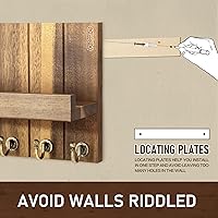 Vista 6 de Rebee Vision Soporte de Pared para Llaves de Madera de Acacia – Soporte para Llaves Estilo Granja para Pared y Organizador de Correo con Estante