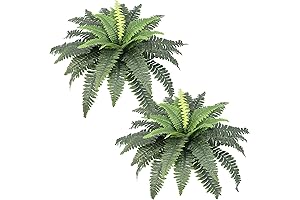 Artificial Ferns for Outdoors, Set of 2 Bouquets 33" Diam Large Faux...