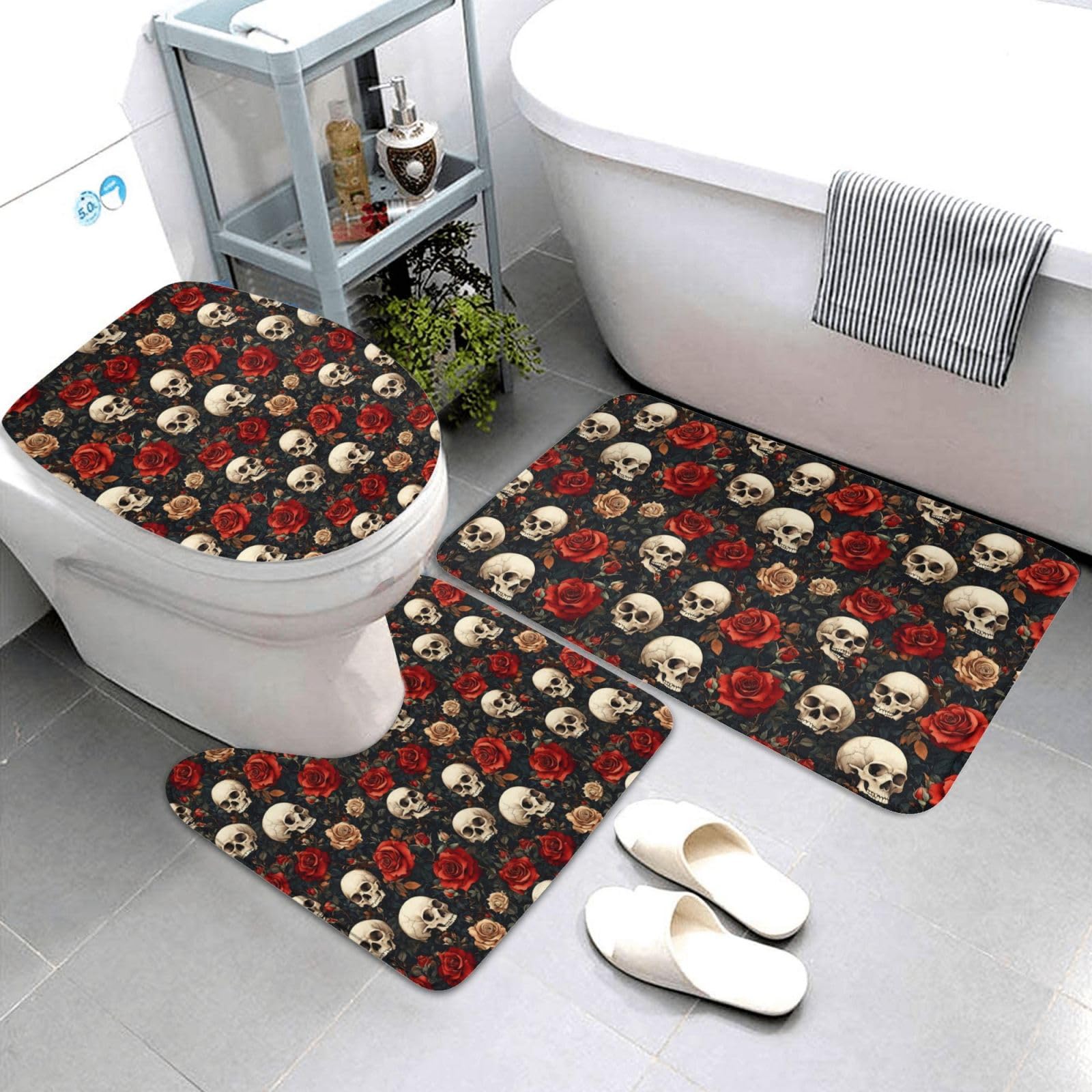 Tapis de salle de bain lavables absorbants et antidérapants lot de 3 pièces forme U