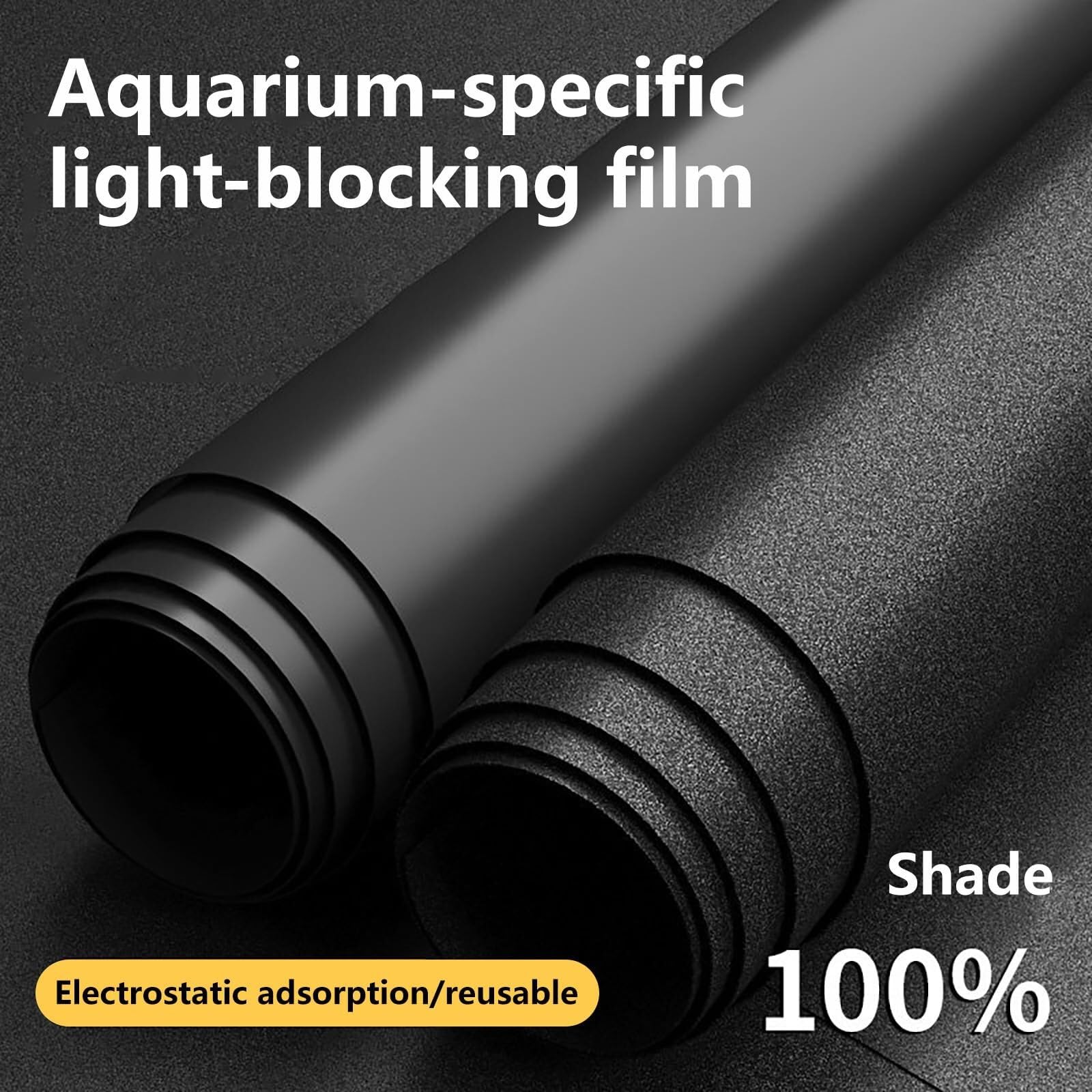SIYAN Schwarzer Mattierter Aquarium Hintergrund Aus Statisch Haftendem PVC – Blickdichter, Wiederverwendbarer & Zuschneidbarer Rückwandfolie Für Süßwasseraquarien(70x200cm)