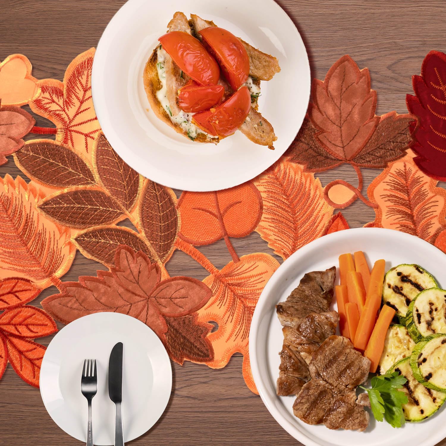 Fall Table Runner 120 Inches Long Autumn Maple Leaf Embroidered Table Runner for Thanksgiving Harvest, Fall Theme Dining Decor with Leaf Patterns Decoration for Home