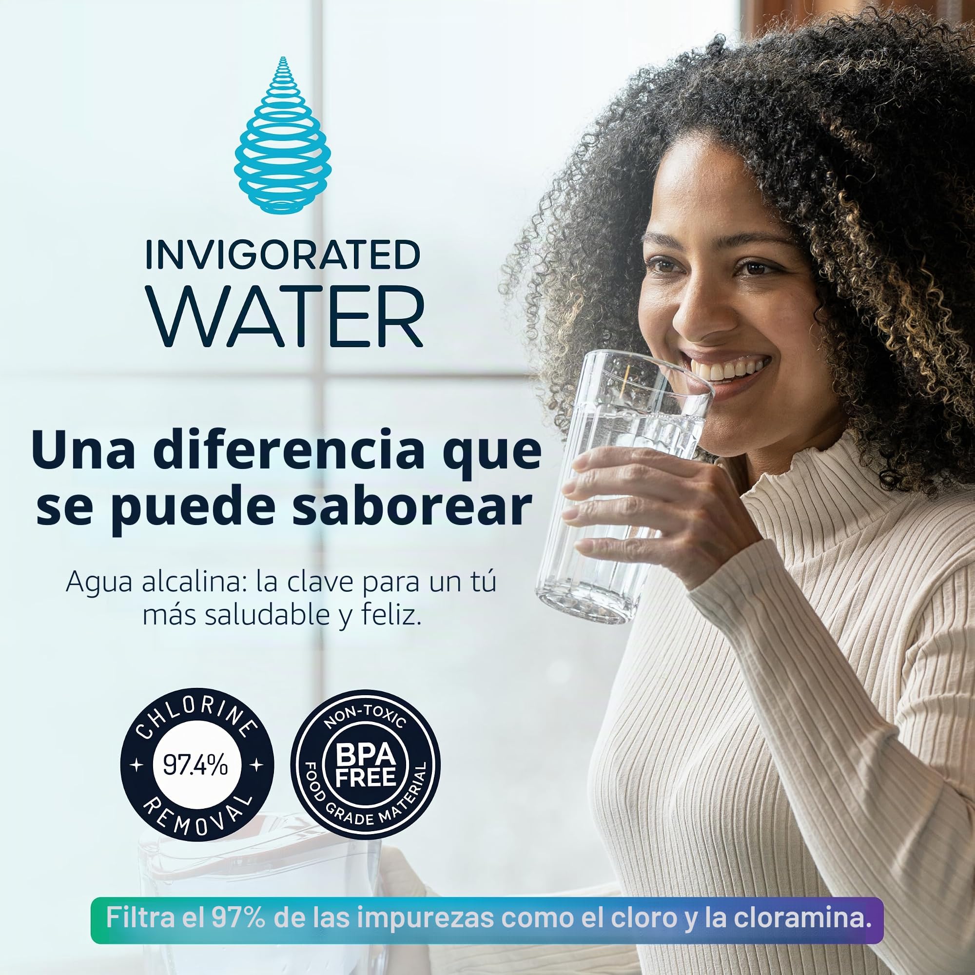 Jarra Filtradora de Agua Alcalina pH Restore de Cristal – Filtro de Larga Duración con Sistema de Filtración en Varias Etapas – Cristal de 3,5 L Agua Potable Pura de Alto pH