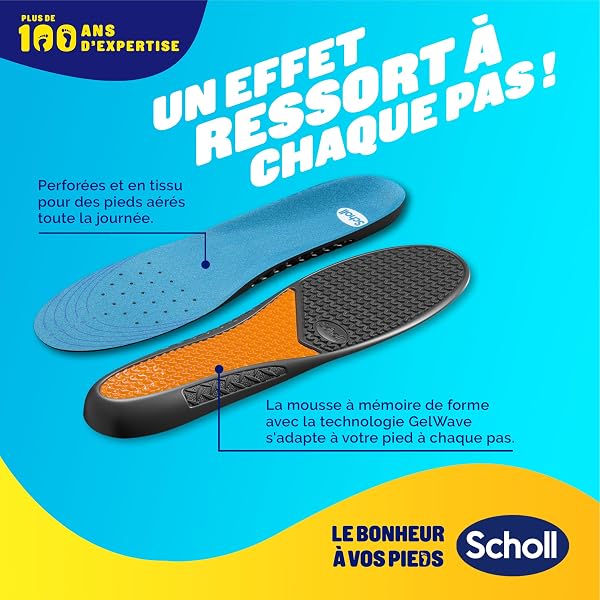 Scholl Semelles GelActiv Professionnel - Chaussures de travail Hommes - Pour un confort durable avec une absorption des chocs et un amorti renforcé grâce à la technologie GelWave - Taille 40 à 46,5 - 5