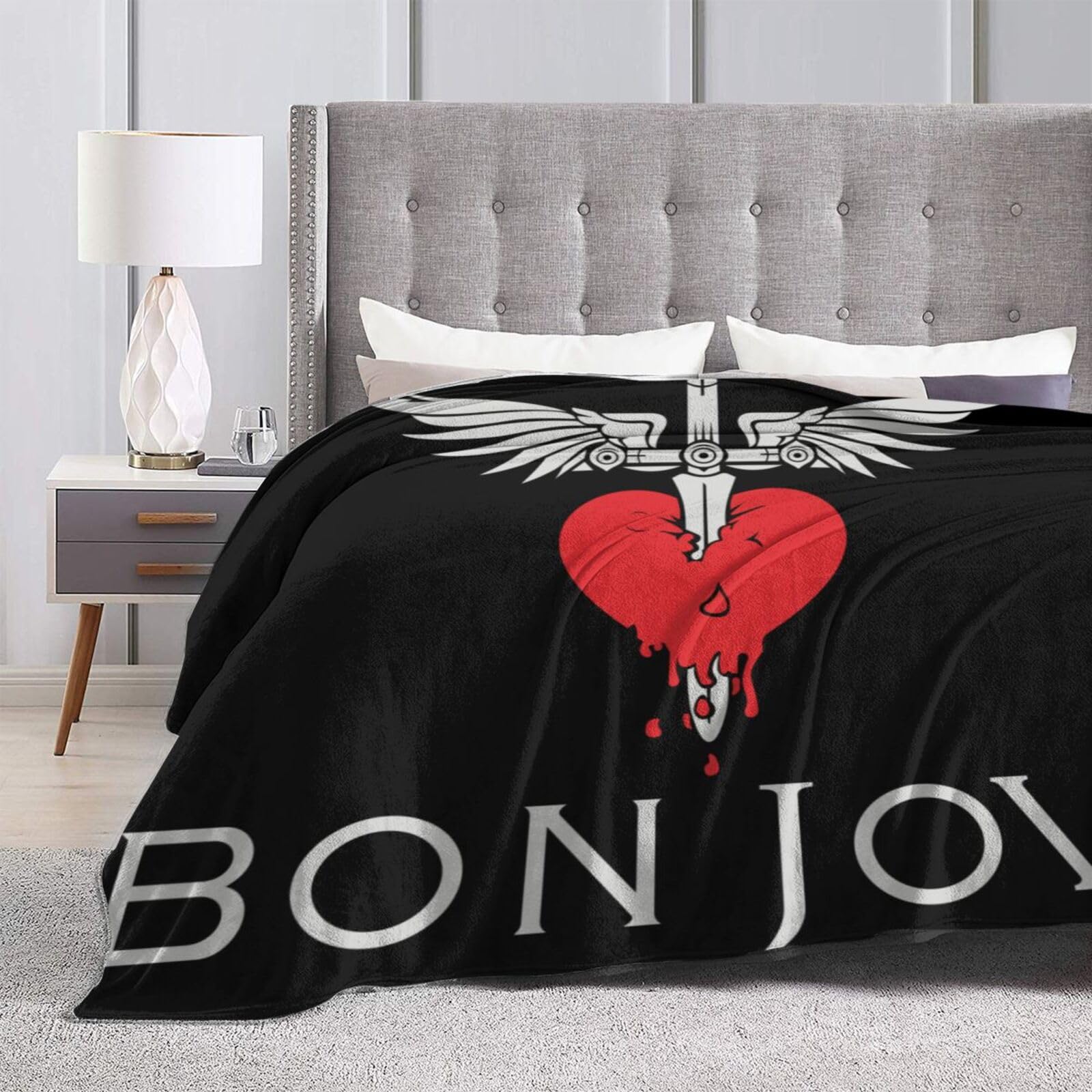 Bon Music and Jovi Flanell-Überwurfdecke für Couch, Bett, superweich, Klimaanlage, gemütlich, warm, 203,2 x 152,4 cm