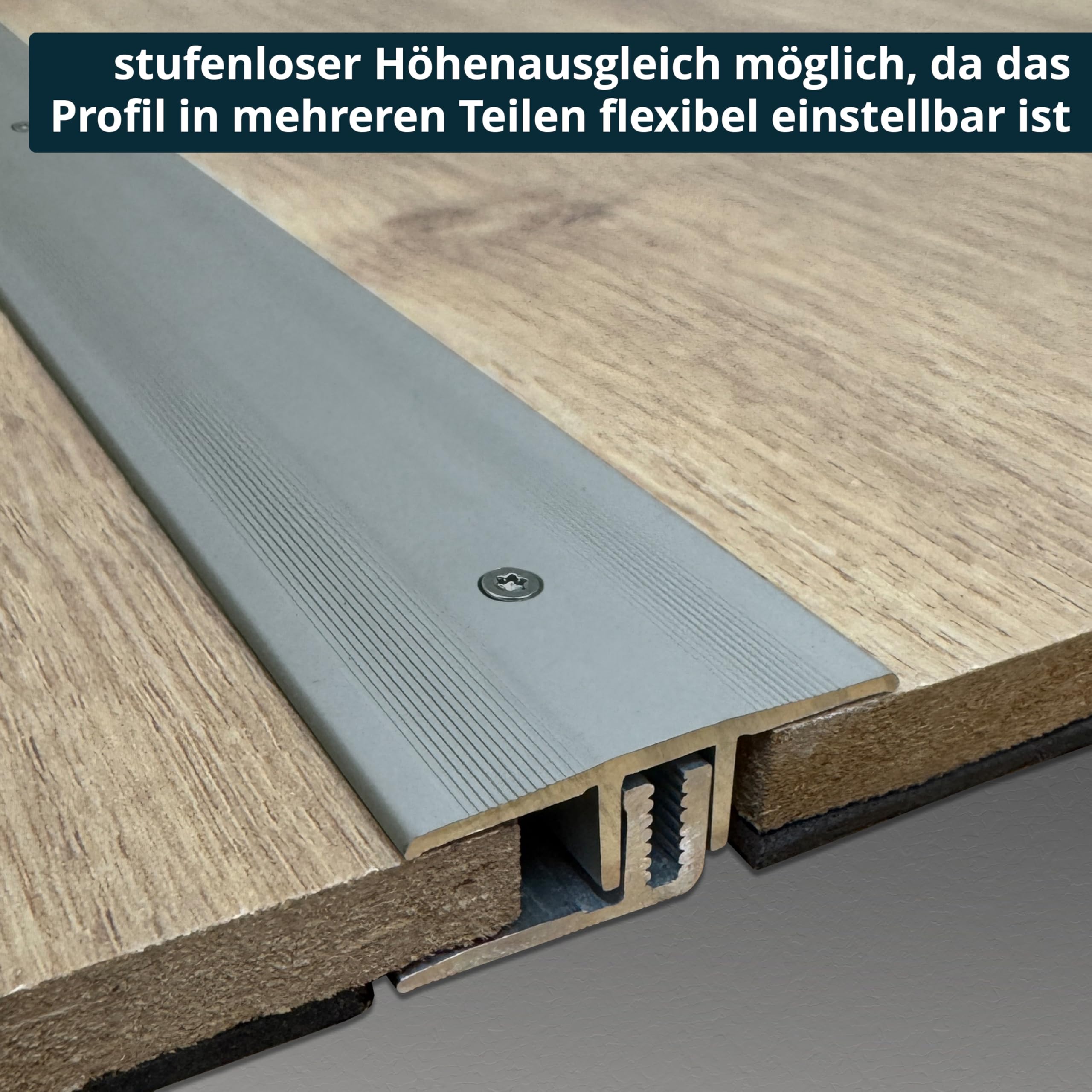 ufitec system profilowy do parkietów i podłóg laminowanych – do wykładzin o wysokości 7-16 mm – dostępny w wielu kolorach (profil przejściowy 270 cm długości | 33 mm szerokości, jasny brąz)
