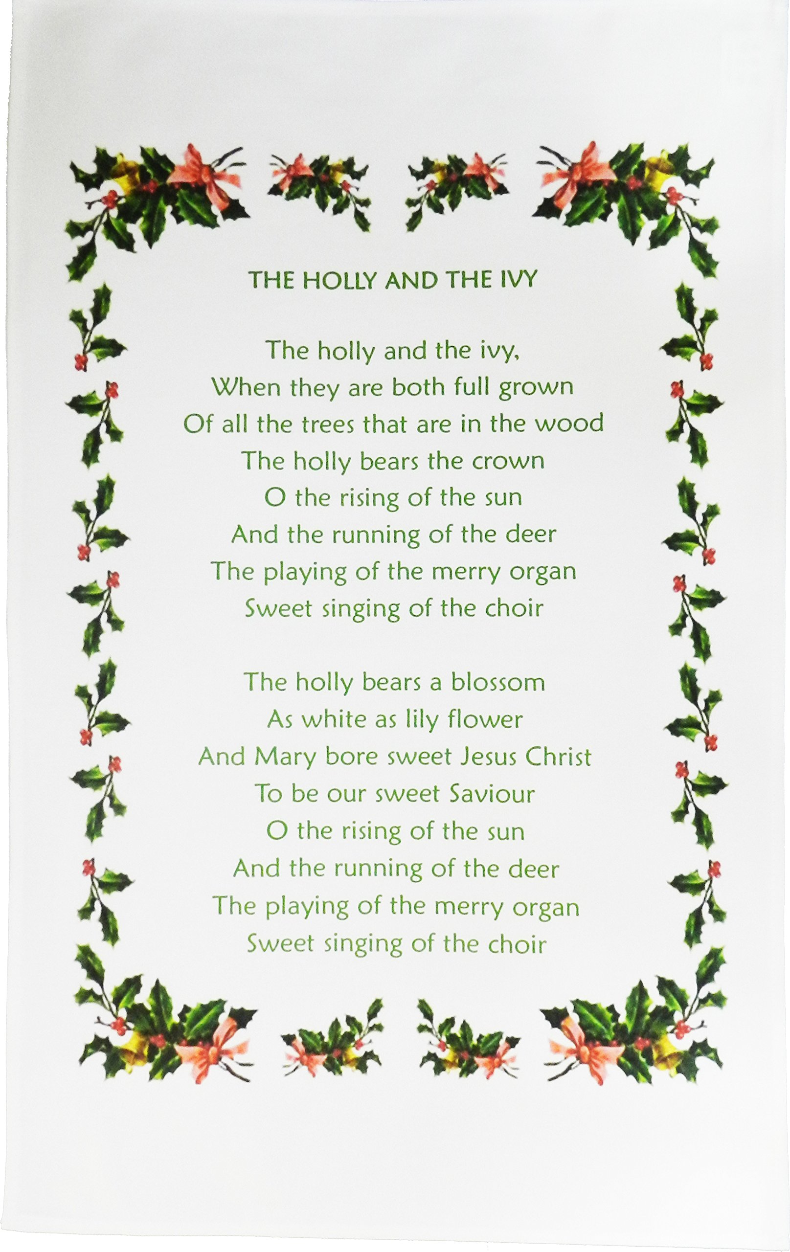 Half a Donkey "The Holly and The Ivy Cotton Christmas Tea Towel, 48 cm Width x 79 cm Height