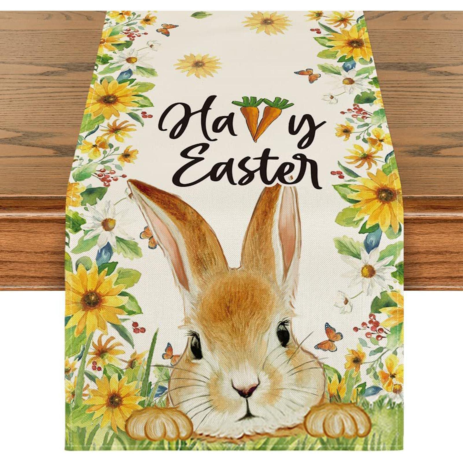 Artoid Mode Easter Bunny Easter Table Runner Off-White, Seasonal Spring