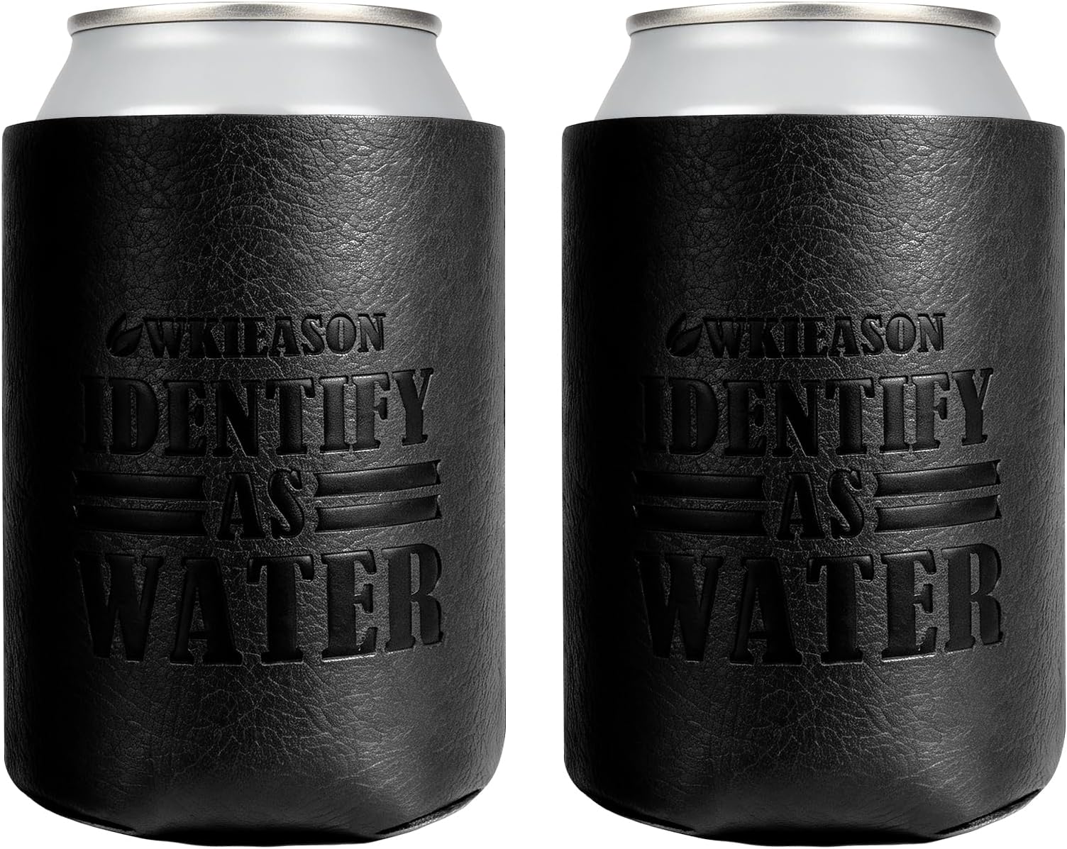 WKieason Valentines Day Gifts 2pc for Him Dad Leather Can Cooler for Dad Fathers Day Can Coolie Sleeves for Men Women Her Girlfriend Boyfriend Husband Wife Anniversary Birthday Funny Can Cooler