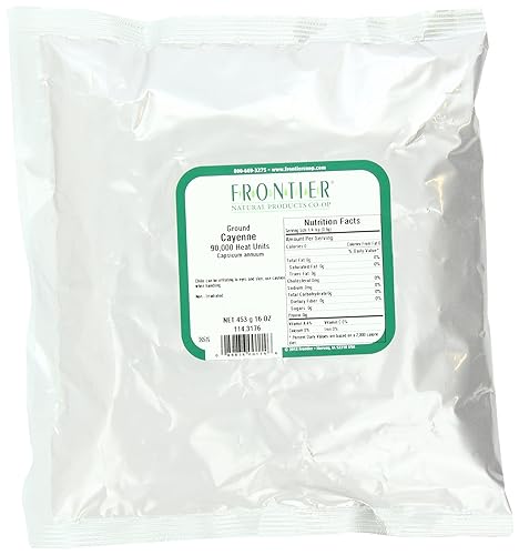 Frontier Chile Peppers Ground, Cayenne 90,000 Hu, 16 onzas (paquete de 2)