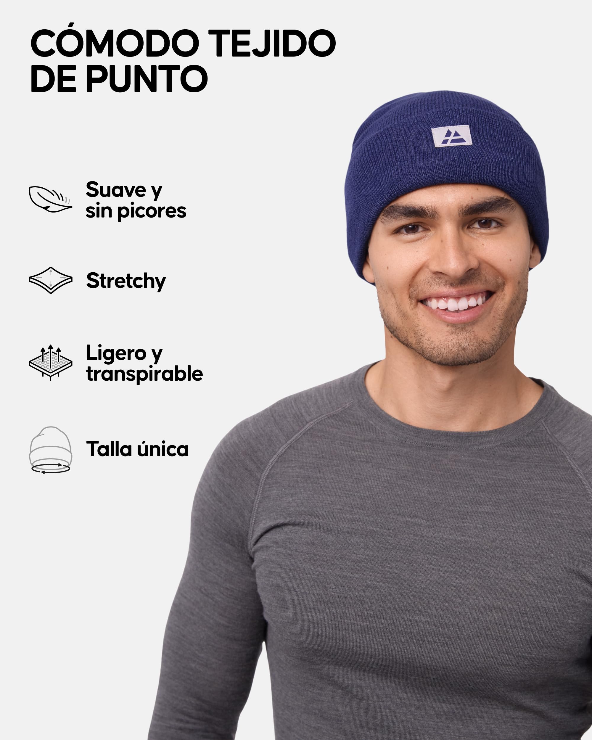 DANISH ENDURANCE Gorro de Punto Estilo Beanie, Gorro Invierno Suave y Elástico, Materiales Reciclados, para Hombre y Mujer