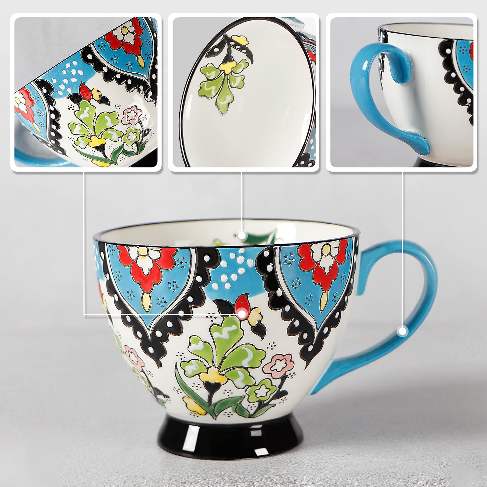 superyes Set di tazze da 4,444 ml grande tazza in ceramica, tazza da caffè per tè, latte, latte, cappuccino, cacao, muesli, cioccolata calda, regalo per uomini, donne, amici, famiglia