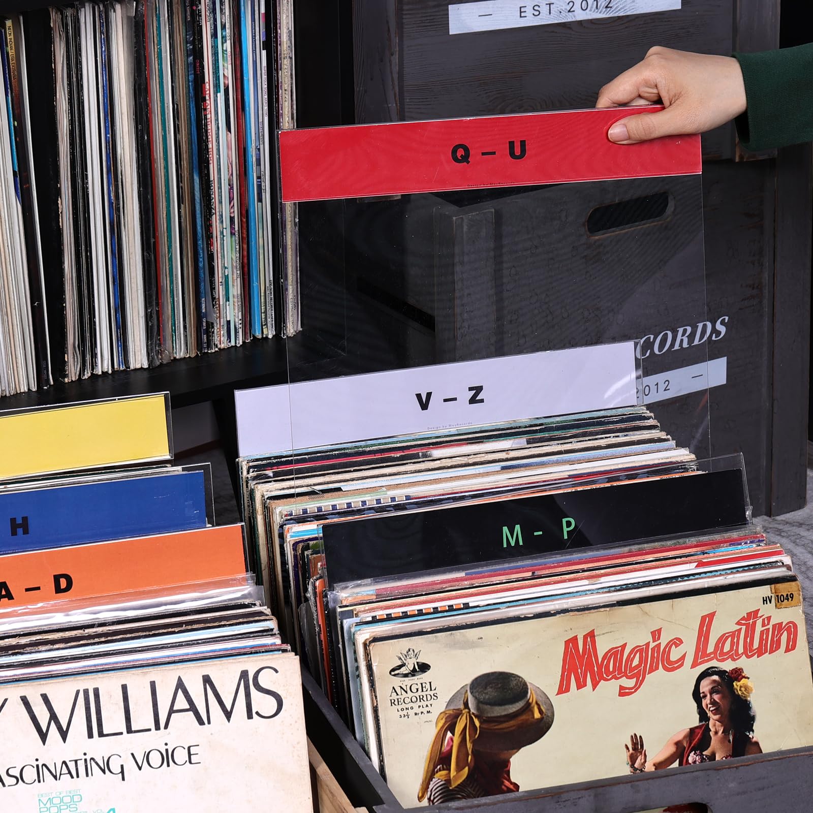 sdroceRyaM Divisori per dischi in vinile acrilico, dalla A alla Z, separatori LP a doppio lato per CD, LP, cassette per album, librerie, set di 6
