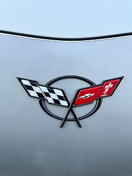 Amazon.com: 1Pc Corvette C5 Front Nose Cross Flags Emblem 3D Badge