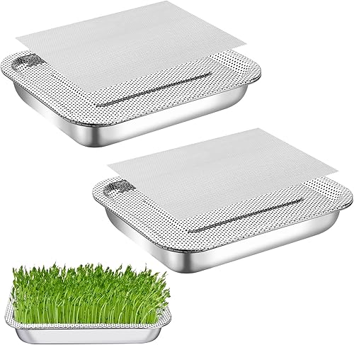 Kit de germinación de semillas de acero inoxidable, bandeja para brotes de semillas, bandejas de brotes para brotes de frijol orgánico con