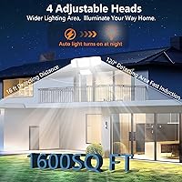 Vista 4 de Solar Outdoor Lights, Motion Sensor Security Lights with Remote Control, 3000LM 4 Heads LED Flood Lights, IP65 Waterproof Wall Lights for Patios