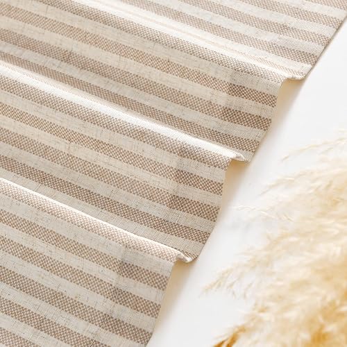 Miniatura 5 de Vangao Cenefa de cocina de mezcla de lino, cortinas cortas a rayas, decoración de otoño, granja, rústico, raya de rayas de tiro, filtro de luz,