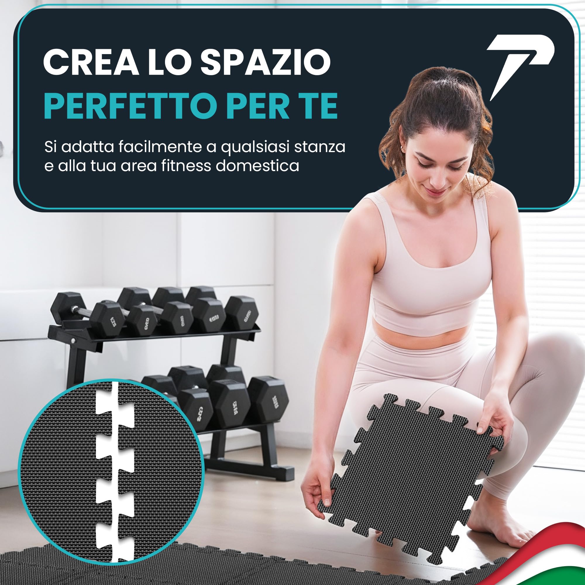 Tappeto Da Fitness A Puzzle【Set Da 21 Tappetini】Materassino Antiscivolo Da Palestra Componibile Con Protezione Antiurto Per Pavimenti, Tappetino Palestra, Pesi Workout Ginnastica Sport Piscina Garage