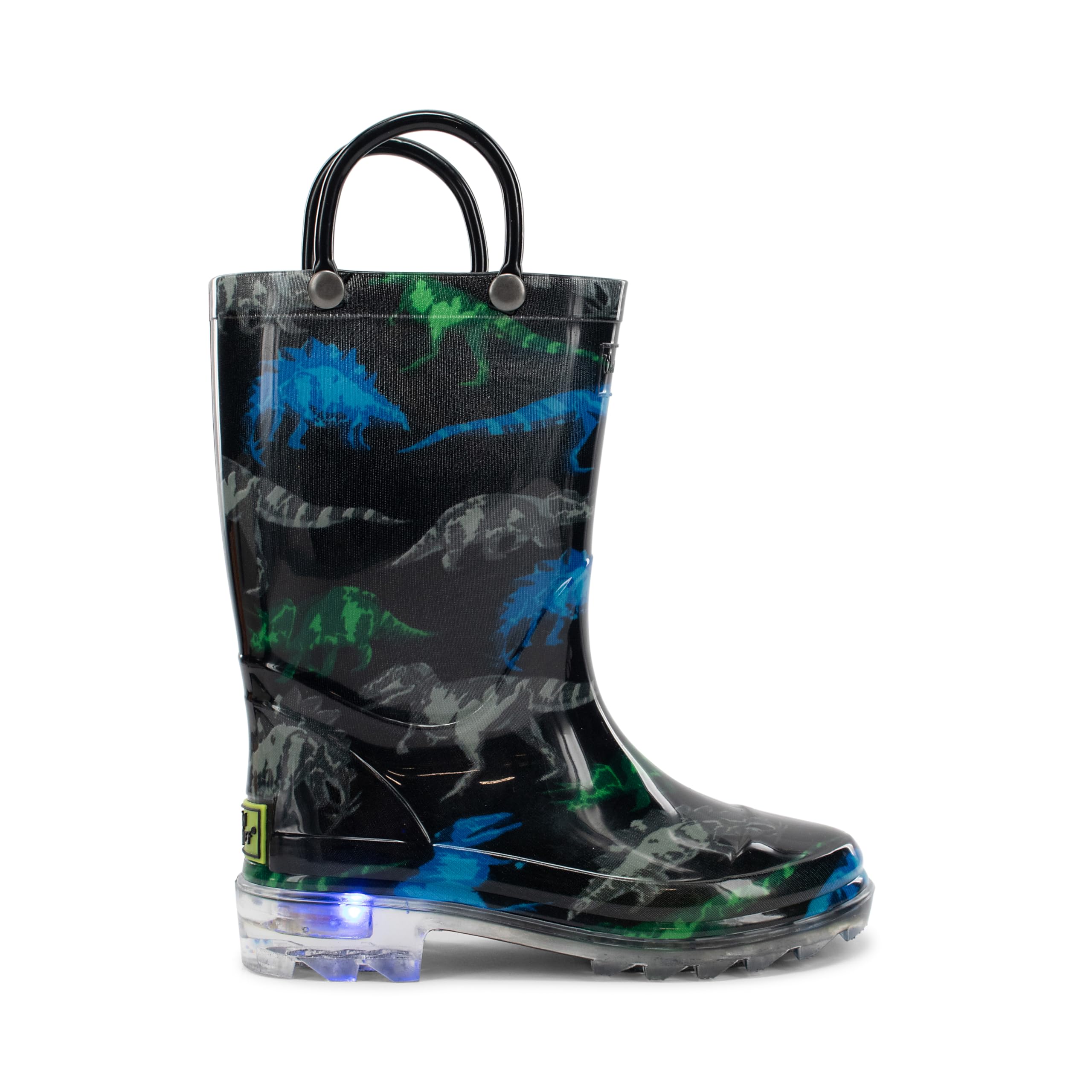 Western Chief Kids Waterproof Light Up Rain Boots With Handles for Easy On and Off for Boys and Girls