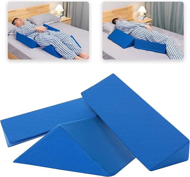 Fanwer Positioning Oreiller à haies pour couchage latéral (3 en 1), 40 Degré Triangles de lit & Positionnements du corps pour la douleur dorsale, prévention des litières, après chirurgie, genoux élevés, grossesse