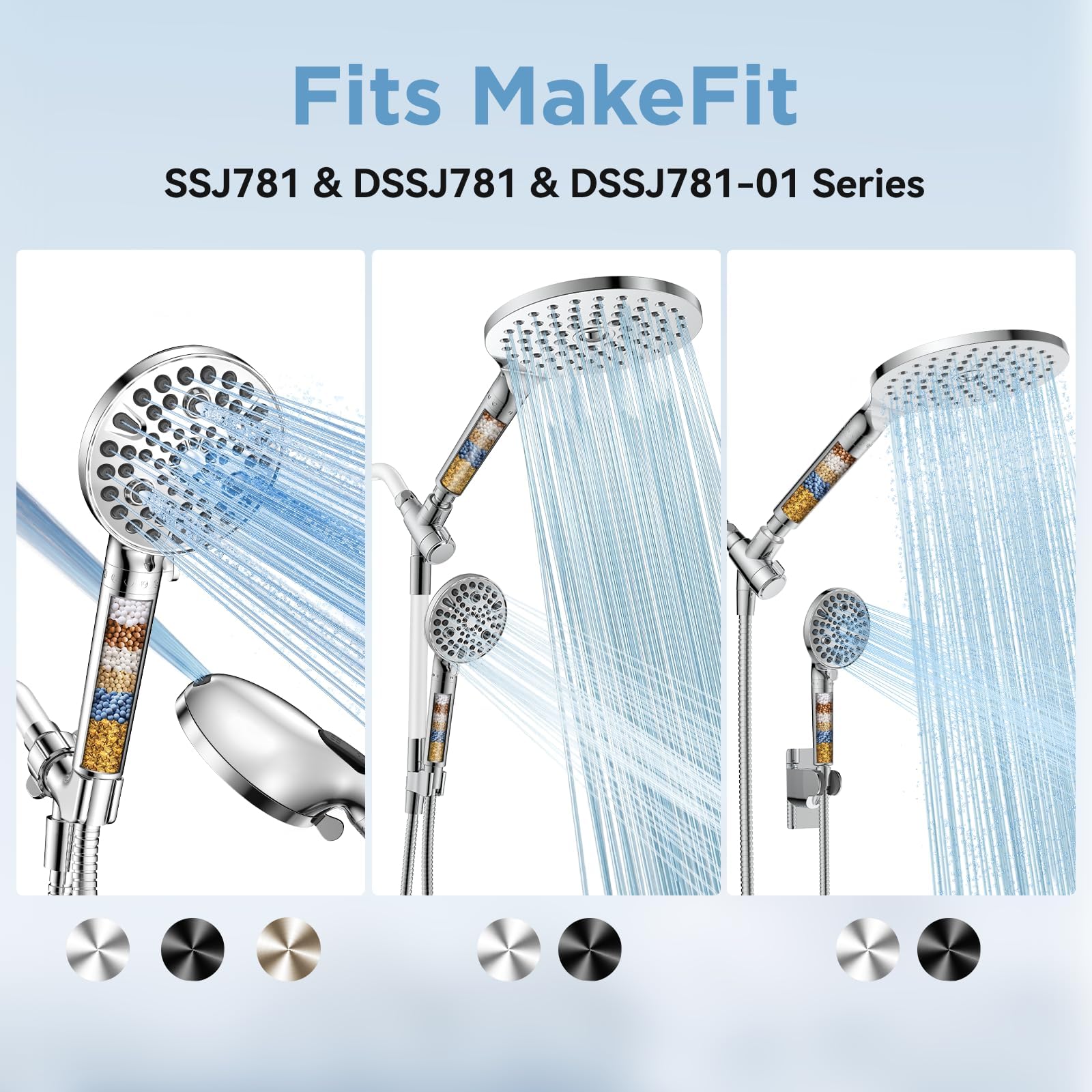 MakeFit Wymienny wkład filtra głowicy prysznicowej do SSJ781 MakeFit filtrowana ręczna głowica prysznicowa (2-pak)