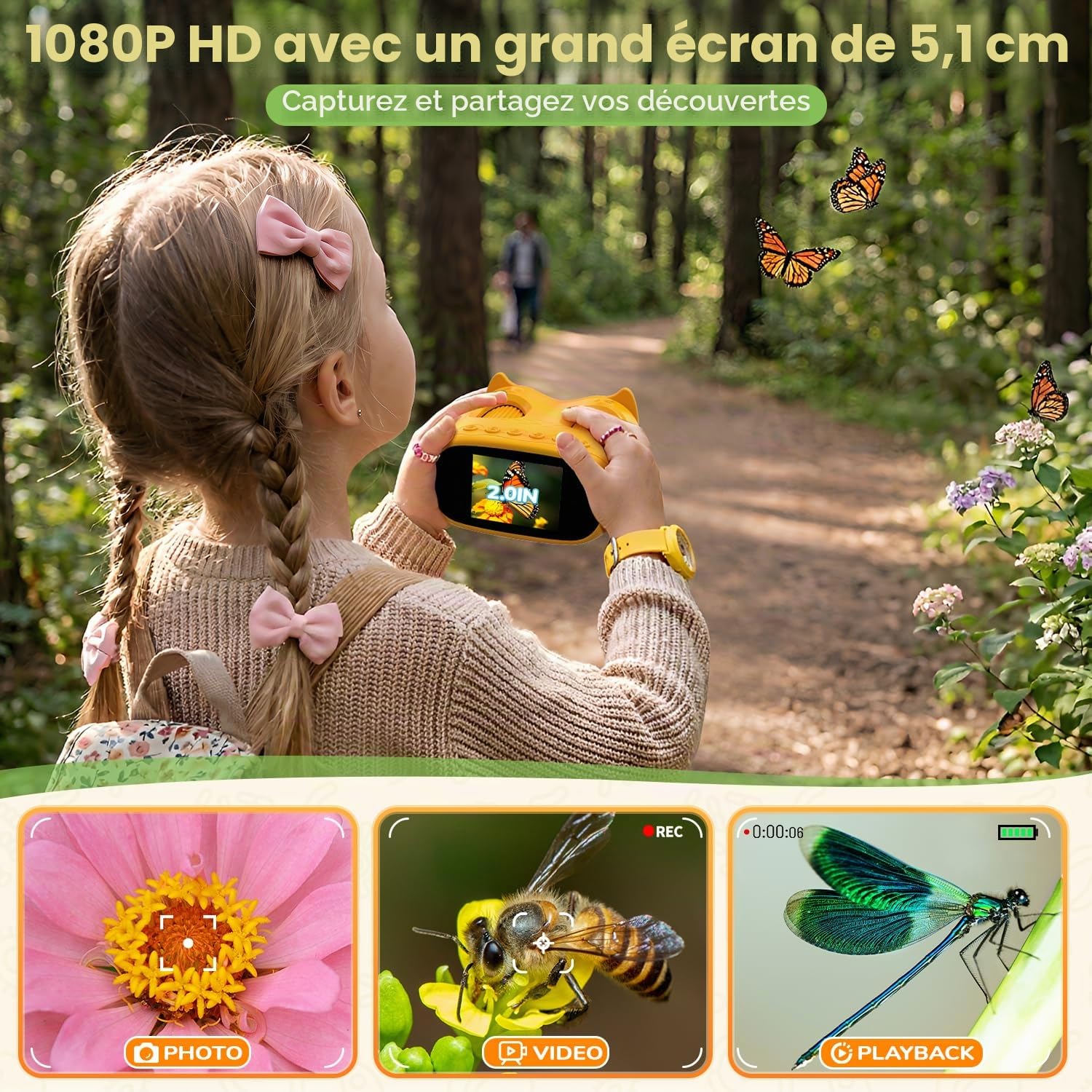 Microscope numérique portable BNISE pour enfants 1000X : kit 2 en 1 avec microscope et télescope pour enfants avec écran IPS de 2,0 pouces - Jouets STEM, cadeaux d'anniversaire pour filles, garçons