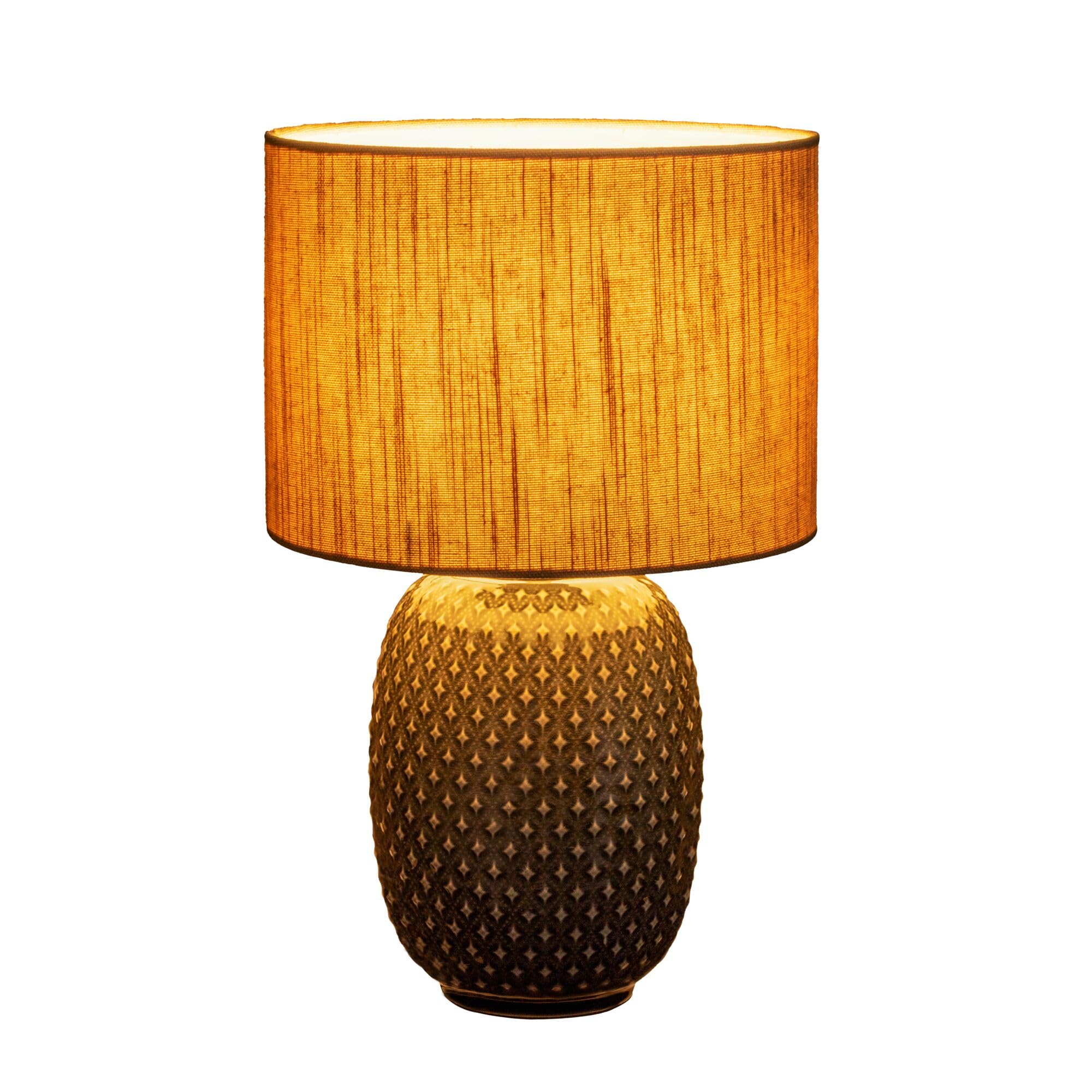 Pauleen 48153 Pretty Classy Tischleuchte Keramik Tischlampe mit Stoffschirm hell Beige max60W E27 Dunkelgrau/Beige 230V Keramik
